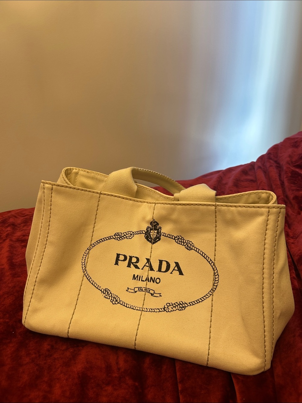 Prada Cream Canvas Logo Tote